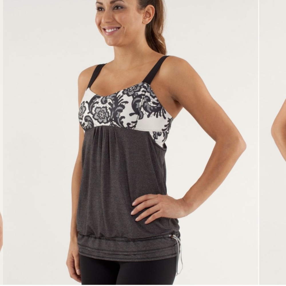 Lululemon Run: Back On Track Tank Black / Laceoflage Polar Cream Black